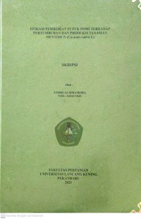 EFIKASI PEMBERIAN PUPUK POMO TERHADAP PERTUMBUHAN DAN PRODUKSI TANAMAN MENTIMUN (Cucumis sativa L)