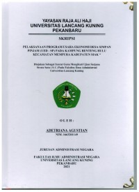 Pelaksanaan Program Usaha Ekonomi Desa Simpan Pinjam (UED-SP)Pada Kampung Benteng Hulu Kecamatan Mempura Kabupaten SIAK