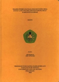 Tradisi Pembuatan Kalamai Kucuong Desa Danau Lancang Kecamatan Tapung Hulu Kabupaten Kampar