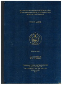 Desain Dan Analisis Alat Pengolahan Pemanfaatan Limbah Sampah PlastikMenjadi Paving Block