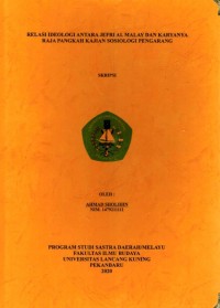 Relasi Ideologi Antara Jefri Al Malay dan Karyanya Raja Pangkah Kajian Sosiologi Pengarang