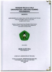 Kepemimpinan Camat Dalam Pelaksanaan Tugas Pada Kantor Camat Tualang Kabupaten Siak