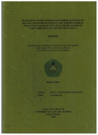 Penerapan Sanksi Terhadap Pemberi Sumbangan Kepada Pengemis di Tempat Umum Berdasarkan Peraturan Daerah Kota Pekanbaru nomor 12 Tahun 2008 Tentang Ketertiban Sosial