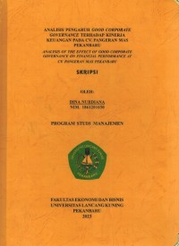 Analisis Pengaruh Good Corporate Governance Yerhadap Kinerja Keuangan Pada CV. PangeranMas pekanbaru