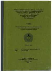 Penegakan Hukum Tindak Pidana PencabulanTerhdap Anak Dibawah Umur Berdasarkan Undang-Undang Nomor 17 Tahun 2016 Tentang Perlindungan Anak Di Wilayah Hukum Kepolisian Resor Tanah Datar