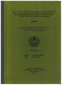 Pengawasan Dinas Tenaga Kerja Dan Transmigrasi Dalam Pelaksanaan Pemberian Upah Minimum Kota Pekanbaru Berdasarkan Undang-Undang Nomor13 Tahun 2003 Tentang Ketenaga Kerjaan