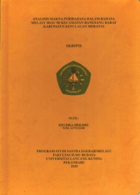 Analisis Makna Peribahasa Dalam Bahasa Melayu Riau di Kecamatan Rangsang Barat Kabupaten Kepulauan Meranti