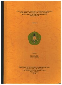 Nilai Tradisi Pengobatan Mamindang Domom Hawa Pada Masyarakat Desa Tandun Kecamatan Tandun Kabupaten Roka Hulu