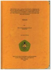 The Effect Of Capital Intensity Corporate Social Resposibility , And Sales Growth On Tax Avoidance  In Energy Companies Listed On The Indonesian Stock Exchange For The 2019- 2021 Period