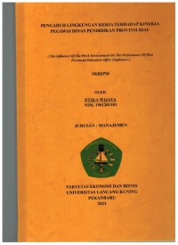 Pengaruh Lingkungan kerja Terhadap Kinerja pegawai Dinas Pendidikan Provinsi Riau