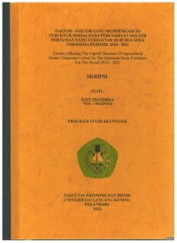 Faktor-Faktor Yang Mempengaruhi Struktur Modal Pada Perusahaan Yang terdaftar Di Bursa Efek Indonesia Periode 2018-2021