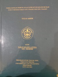 Perbandingan perencanaan struktur kolom rumah susun menggunakan sni 1726;2012 dan sni 1726;2019