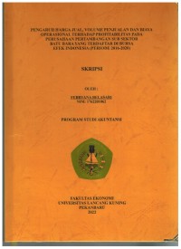 Pengaruh Harga Jual, Volume Dan Biaya Operasional Terhadap Profitabilitas Pada Perusahaan Pertambangan Sektor Batu Bara Yang Terdaftar Di Bursa Efek Indonesia Periode (2016-2020)