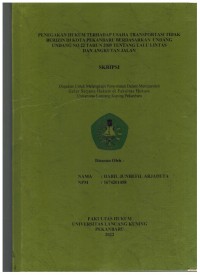 Penegakan Hukum Terhadap Usaha Transportasi Tidak Berizin Di Kota Pekanbaru Berdasarkan Undang-Undang No.22 Tahun 2009 Tentang Lalulintas Dan Angkutan Jalan