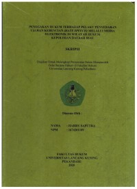 Penegakan Hukum Terhadap Pelaku Penyebaran Ujaran Kebencian ( Hate Speech) melalui Media Elektronik di wilayah Hukum Kepolisian Daerah Riau