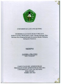 Pemberdayaan masyarakat melalui badan usaha milik desa.studi : bumdes beringin maju bersama desa simpang beringin kecamatan Bandar Seikijang kabupaten Pelalawan