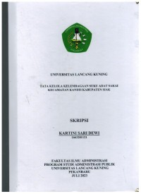 Tata Kelola  Kelembagaan Suku Adat Sakai Kecamatan Kandis Kabupaten Siak