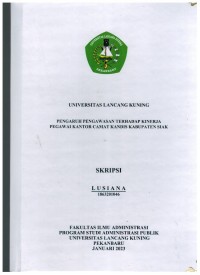 Pengaruh Pengawasan Terhadap Kinerja Pegawai Kantor Camat Kandis Kabupaten SIAK