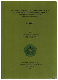 Pengaruh Pemberian Pupuk Organik Cair Bumi Makmur Walatra Terhadap Pertumbuhan Dan Produksi Tanaman Pare (Momordica charantimna L)