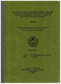 Pelaksanaan Peraturan Daerah No. 1 Tahun 2020 Dalam Penindakan Ketentreaman Dan Ketertiban Umum Untuk Peredaran Minuman Alkohol Di KecamatanPangkalan Kerinci