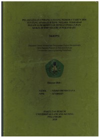 Pelaksanaan Undang-Undang Nomor 5 Tahun 2014 tentang Aparatur sipil Negara Terhadap Pegawai Pemerintah Dengan Perjanjian Kerja di SMP Negeri 15 Pekanbaru