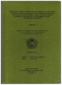 Penegakan Hukum Tindak Pidana Korupsi Di Kabupaten Kepulauan Meranti Berdasarkan Undang-Undang Nomor 20 Tahun 2001 Tentang Pemberdayaan Tindak Pidana Korupsi