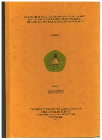 Kajian Nilai Pada Tradisi Sunatan Masyarakat Suku Sakai Di Keluarahan Pematang Pudu Kec. Mandau Kab. Bengkalis