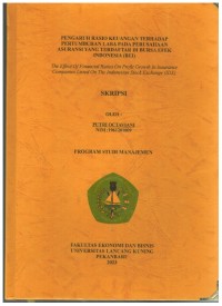 Pengaruh Rasio Keuangan Terhadap Pertumbuhan Laba Pada Perusahaan Asuransi Yang terdaftar Ii BursaEfekIndonesia (BEI)