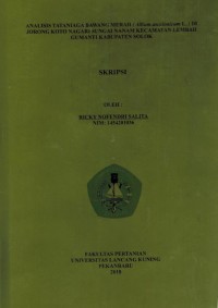 Analisis Tata Niaga Bawang Merah (Allium Ascalonicum L.) di Jorong Koto Ngari Sungai Nanam KEcamatan LEmbah Gumanti Kabupaten Solok