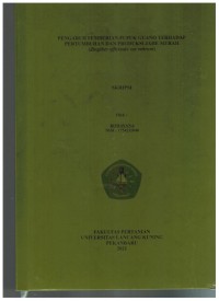 Pengaruh Pemberian Pupuk Guano Terhadap Pertumbuhan dan Produksi Jahe Merah (Zingiberofficinalle varrubrum)