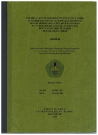 Pelaksanaan Penertiban Pemungutan Parkir Di Pasar Pagi ArengKA Kecamatan MarpoyanDamai Berdasarkan Peraturan Daerah Kota Pekanbaru Nomor 14 Tahun 2016Tentang Retribusi Parkir Di Tepi Jalan Umum