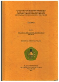 Analisis Manajemen Persediaan Bahan Baku Dengan Menggunakan Metode Economic Order Quantity (EOQ) Pada Perusahaan Mie Tenaga Muda Pekanbaru