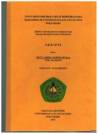 Upaya menumbuhkan Minat Berwirausaha Mahasiswa di Universitas Lancang Kuning Pekanbaru