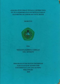 Anlisa Pencurian Tenaga Listrik Pada PT. PLN (Persero) Panam Menggunakan Algoritma Klasifikasi Naive Bayes