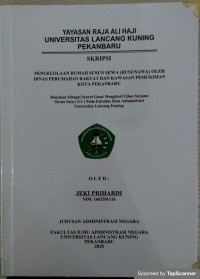 Pengelolaan rumah susun sewa (Rusunawa) oleh dinas perumahan rakyat dan kawasan pemukiman kota pekanbaru