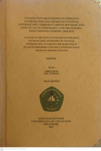 ANALISIS PENGARUH DEGREE OF OPERATING LEVERAGE (DOL) DAN DEGREE OF FINANCIAL LEVERAGE (DFL) TERHADAP EARNING PER SHARE (EPS) PADA PT. AGUNG PODOMORO LAND TBK DI BURSA EFEK INDONESIA PERIODE (2010-2019)