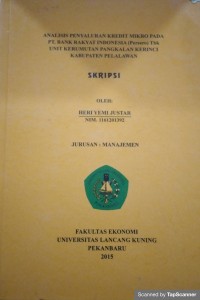 Analisis penyaluran kredit mikro pada Pt. BANK RAKYAT INDONESIA (Persero) Tbk UNIT KERUMUTAN PANGKALAN KERINCI KABUPATEN PELALAWAN