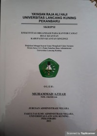 Efektivitas organisasi pada Kantor Camat Hulu Kuantan Kabupaten Kuantan Singingi