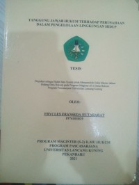 TANGGUNG JAWAB HUKUM TERHADAP PERUSAHAAN DALAM PENGELOLAAN LINGKUNGAN HIDUP