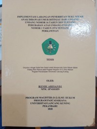 Implementasi larangan penerbitan buku nikah anak dibawah umur di tinjau dari undang-undang nomor 16 tahun 2019 perubahan atas undang-undang nomor 1 tahun 1974 tentang pernikahan