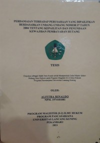 Perdamaian terhadap perusahaan yang dipailitkan berdasarkan undang-undang nomor 37 tahun 2004 tentang kepailitan dan penundaan kewajiban pembayaran hutang