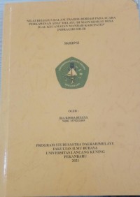 Nilai relegius dalam tradisi berdah pada acara perkawinan adat melayi di masyarakat desa igal kecamatan mandah kabupatrn indagiri hilir