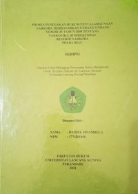 Proses penegakan hukum penyalahgunaan narkoba berdasarkan undang-undang nomor 35 tahun 2009 tentang narkotika di direktorat reserse narkoba polda riau