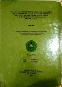 Pelaksanaan prinsip transparansi keuangan desa di kecamatan minas kabupaten siak menurut  peraturan menteri dalam negeri nomor 20 tahun 2018 tentang pengelolaan keuangan desa