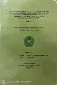 Pelaksanaan Penggunaan Alat Pelindung Diri Bagi Tenaga Kerja Di PT Rifansi Dwi Putra Berdasarkan Peraturan Menteri Tenaga Kerja Dan Transmigrasi Nomor Per.08/Men/VII/2010 Tentang Alat Pelindung Diri