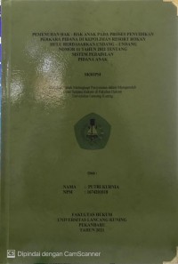 Pemenuhan Hak-Hak Anak Pada Proses Penyidikan Perkara Pidana Di Kepolisian Resort Rokan Hulu Berdasarkan Undang-Undang Nomor 11 Tahun 2012 Tentang Sistem Peradilan Pidana Anak