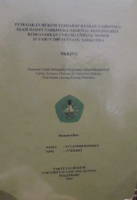 Penegakan hukum terhadap bandar narkotika oleh badan narkotika nasional provinsi Riau berdasarkan undang-undang nomor 35 tahun 2009 tentang narkotika