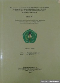 Pelaksanaan sanksi adat didesa gunung Malelo terhadap pelanggar perkawinan sesuku berdasarkan adat istiadat Andiko 44 Kabupeten Kampar