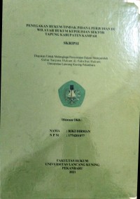 Penegakan hukum tindakan pidana perjudian di wilayah hukum kepolisian sektor tapung kabupaten kampar