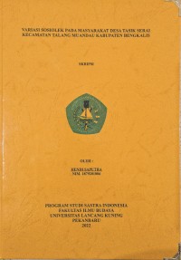 Variasi sosiolek pada masyarakat Desa Tasik Serai Kecamatan Talang Muandau Kabupaten Bengkalis